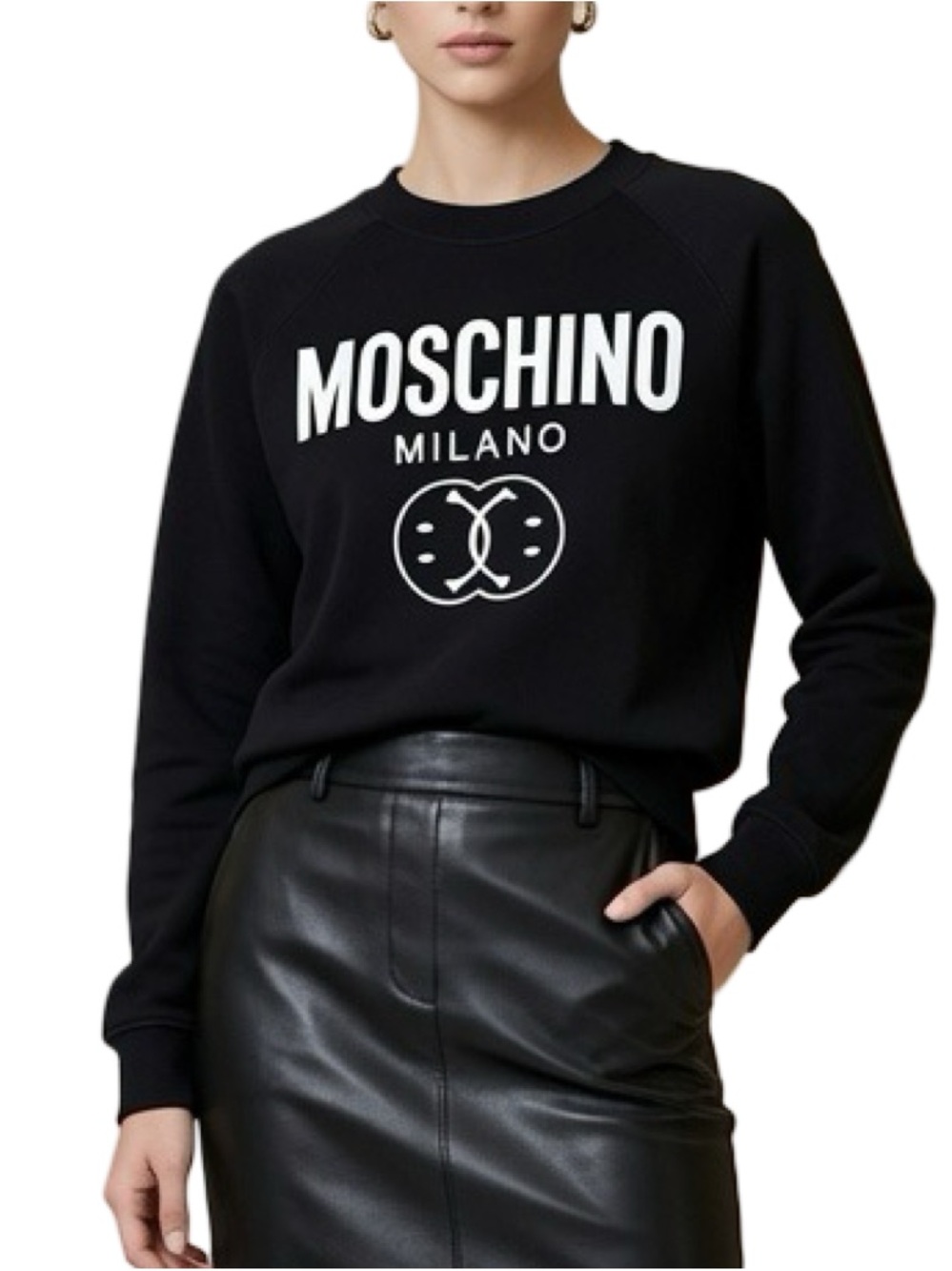 Moschino x Smiley Double Smiley Logo Sweatshirt Milano in Black - Size 8 - NWOT!